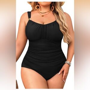 Aqua Eve Plus Size Swimsuit Tummy Control Vintage OnePiece 24W/ 700-9